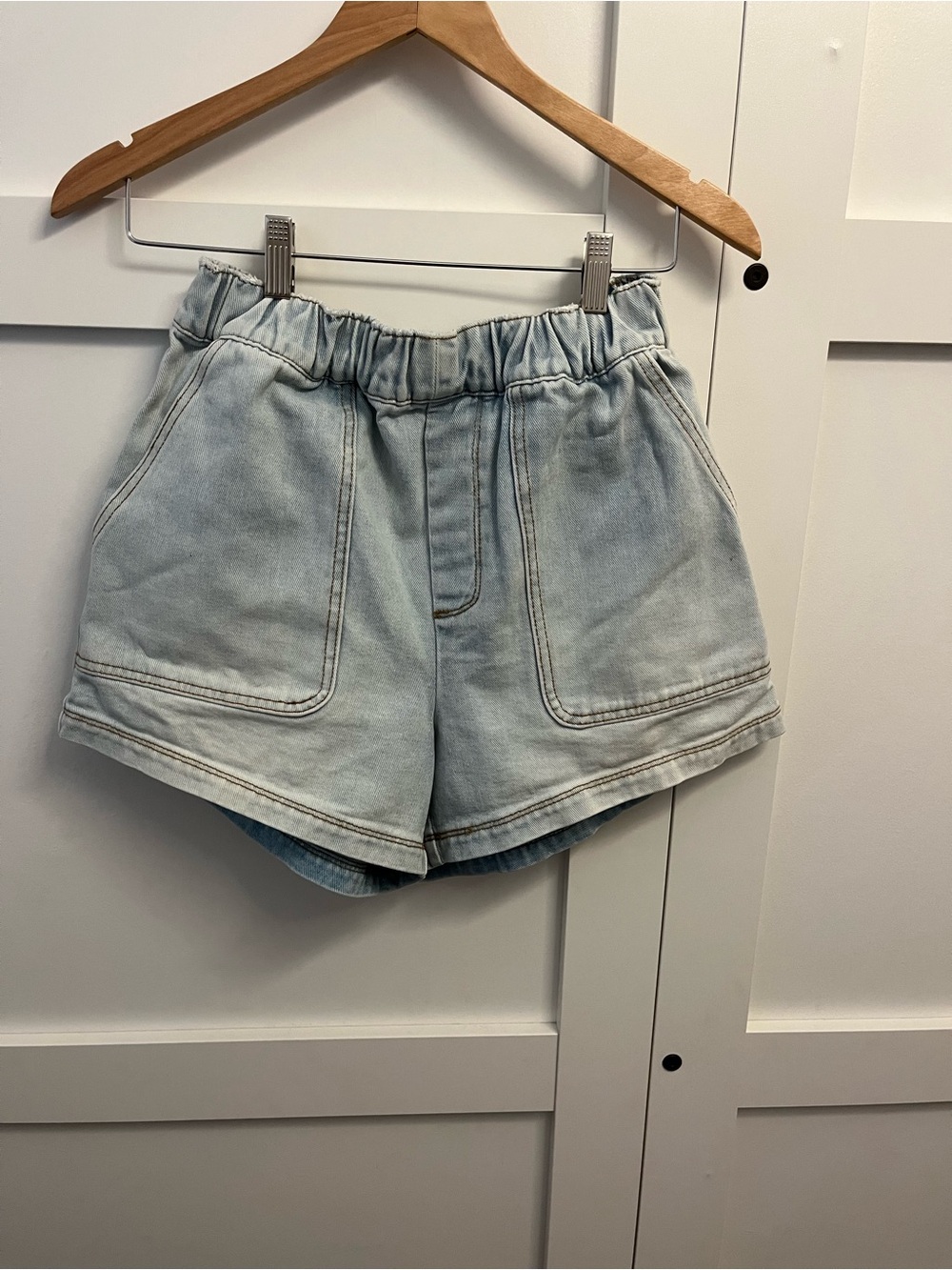 Billabong Light Wash Denim Shorts with Elastic Waist